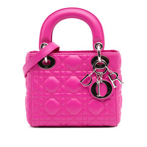 Pre-Loved Dior Mini Lambskin Cannage Lady Dior